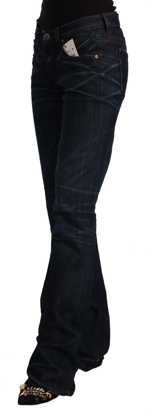 Тъмно сини памучни дънкови дънки със средна талия Ermanno Scervino