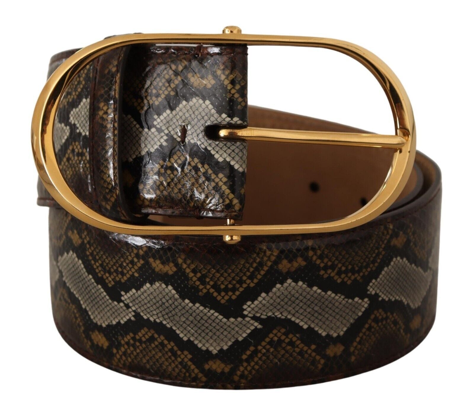 Dolce &amp; Gabbana кафяв колан с овална катарама от кожа на питон