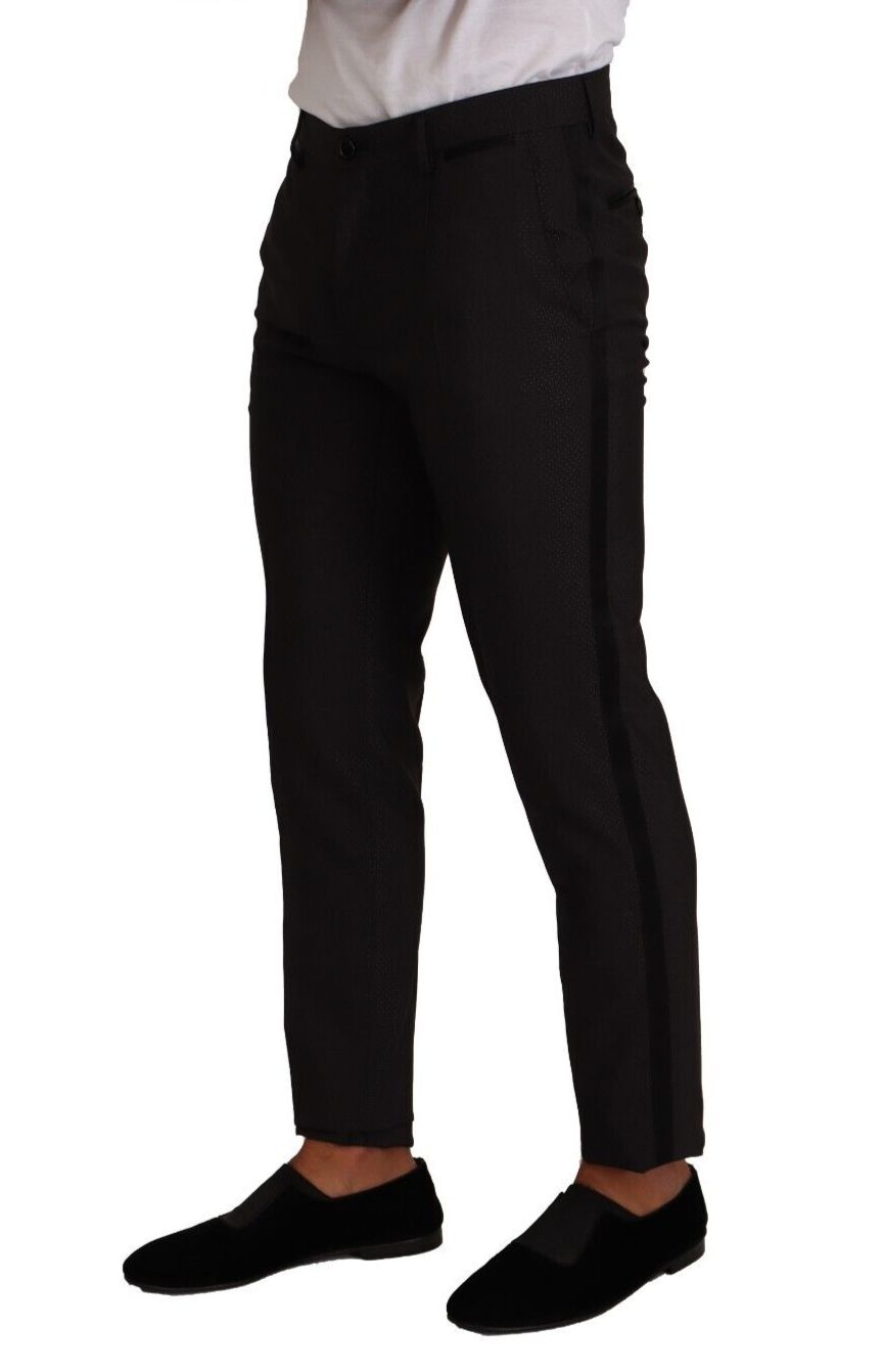 Dolce &amp; Gabbana Черни кафяви официални панталони смокинг