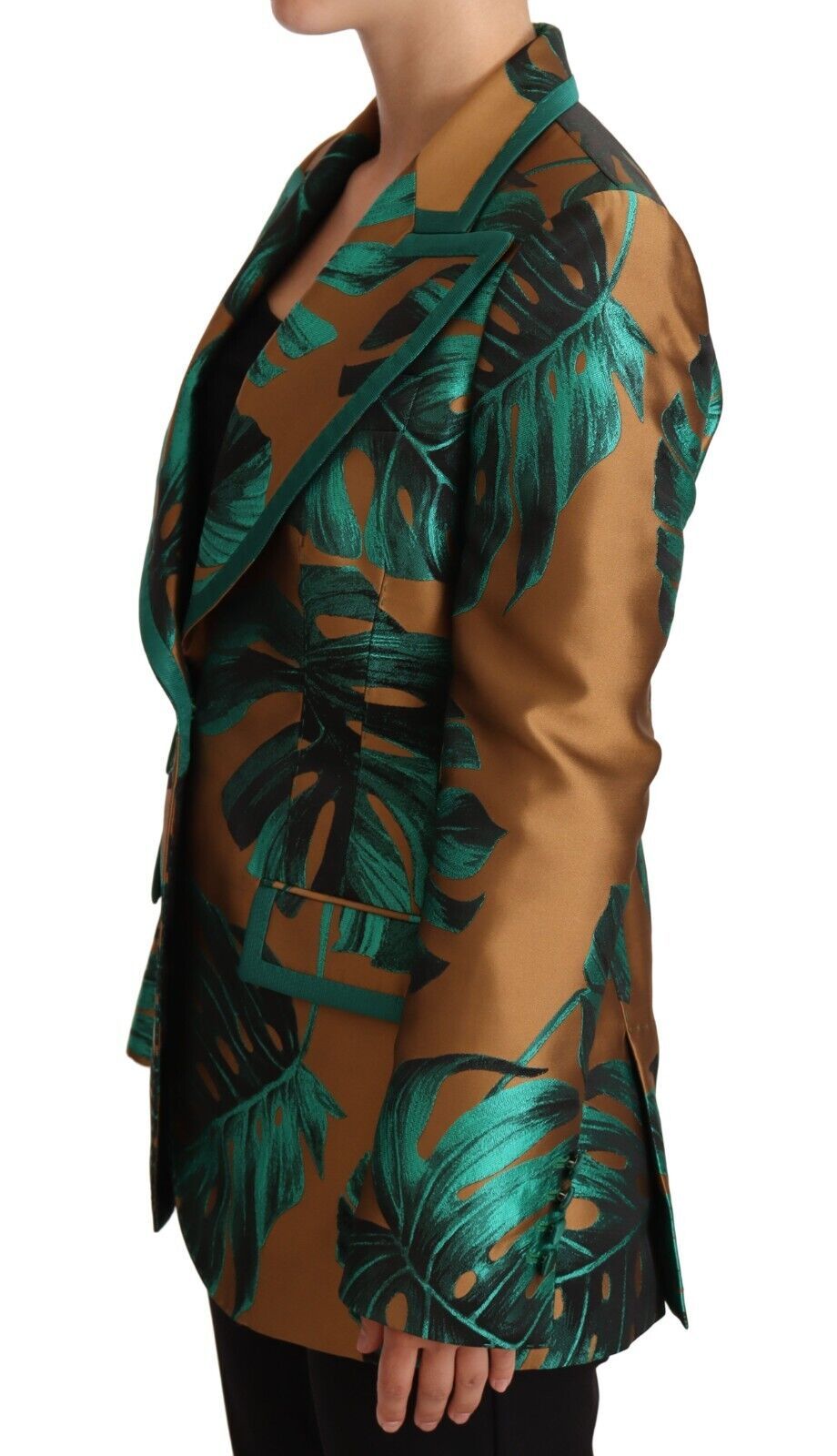 Dolce & Gabbana Elegant Leaf Print Silk-Blend Coat