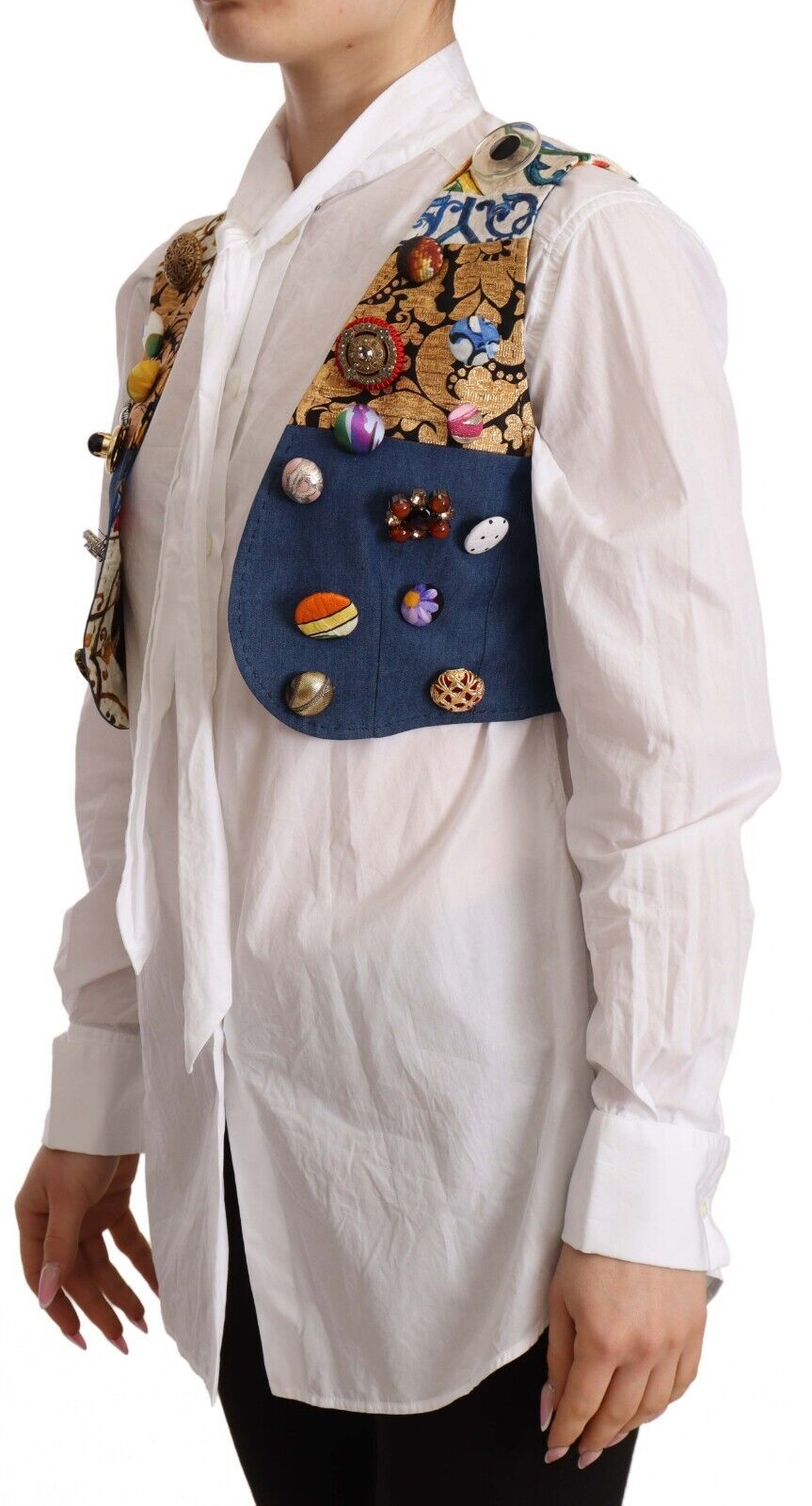 Dolce &amp; Gabbana Многоцветно украсено палто с талия Памучно горнище