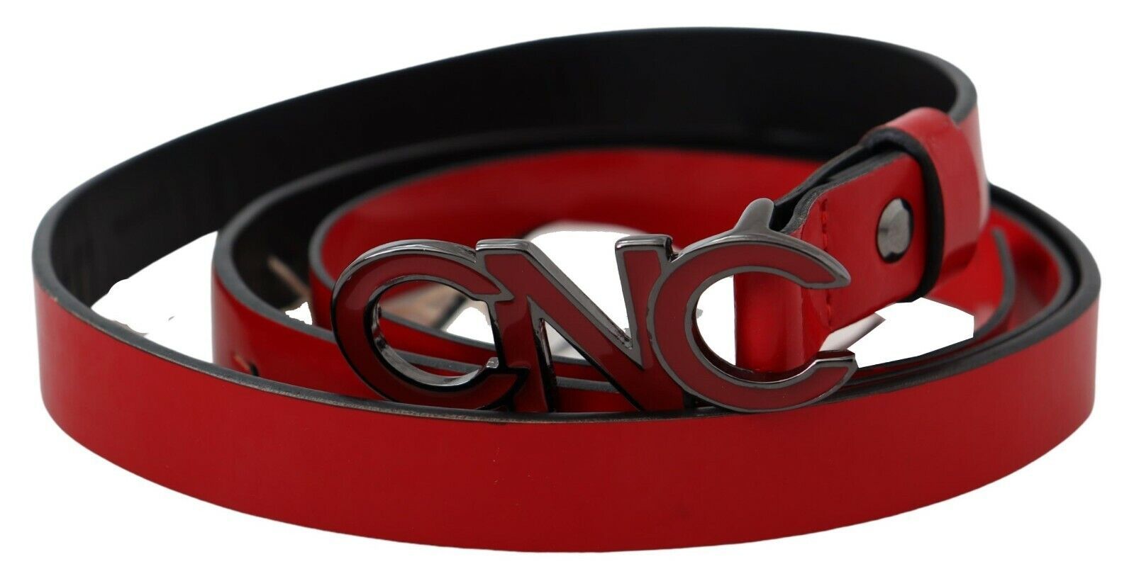 Национален червен, черен кожен колан с реверсивна катарама с лого