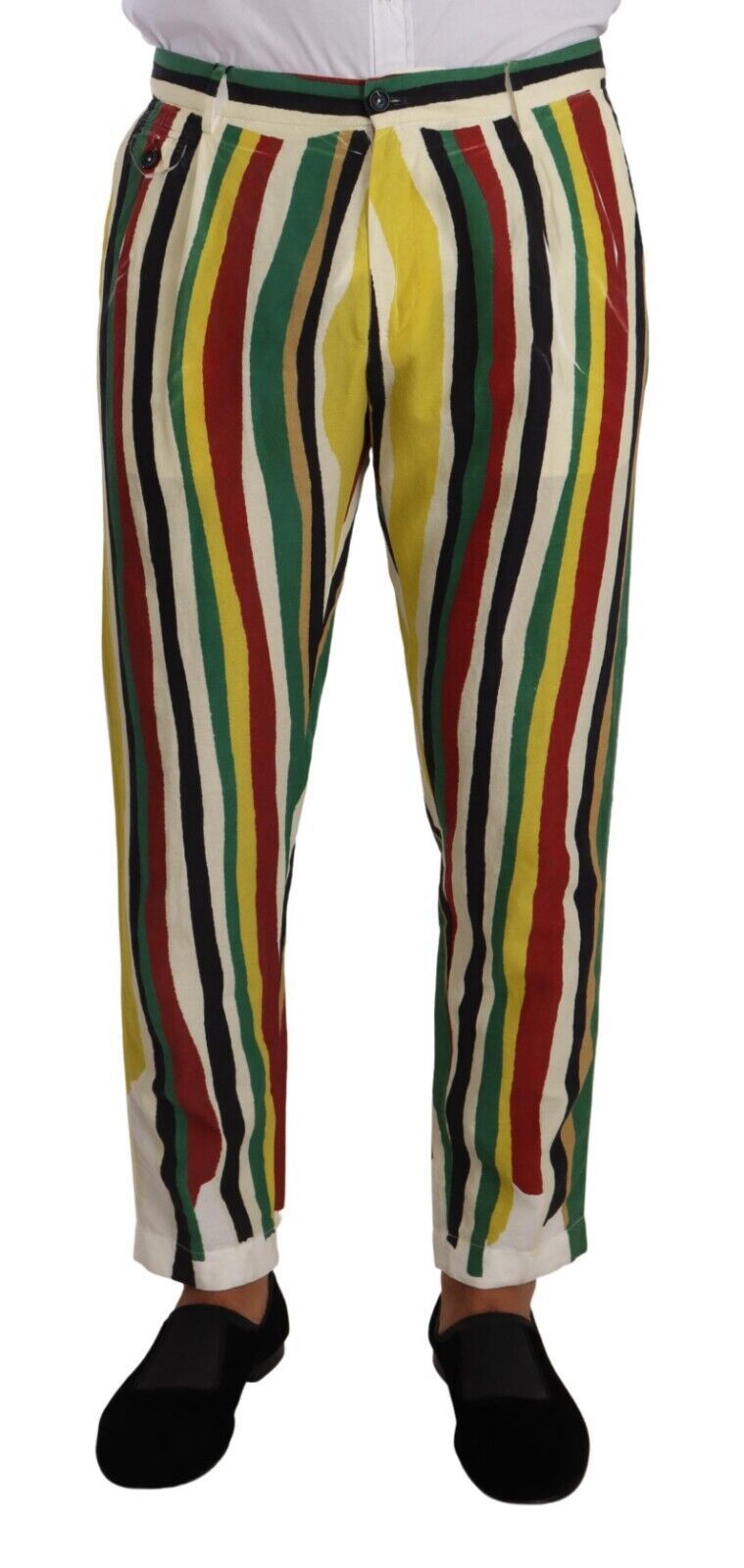 Многоцветни ленени памучни панталони на райета Dolce &amp; Gabbana
