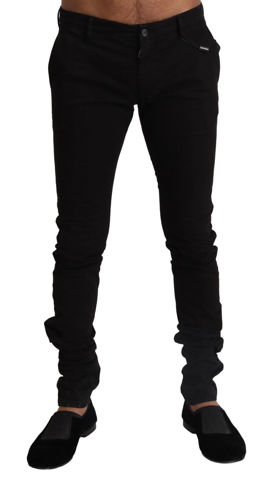 Dolce &amp; Gabbana черни памучни еластични прилепнали тесни панталони