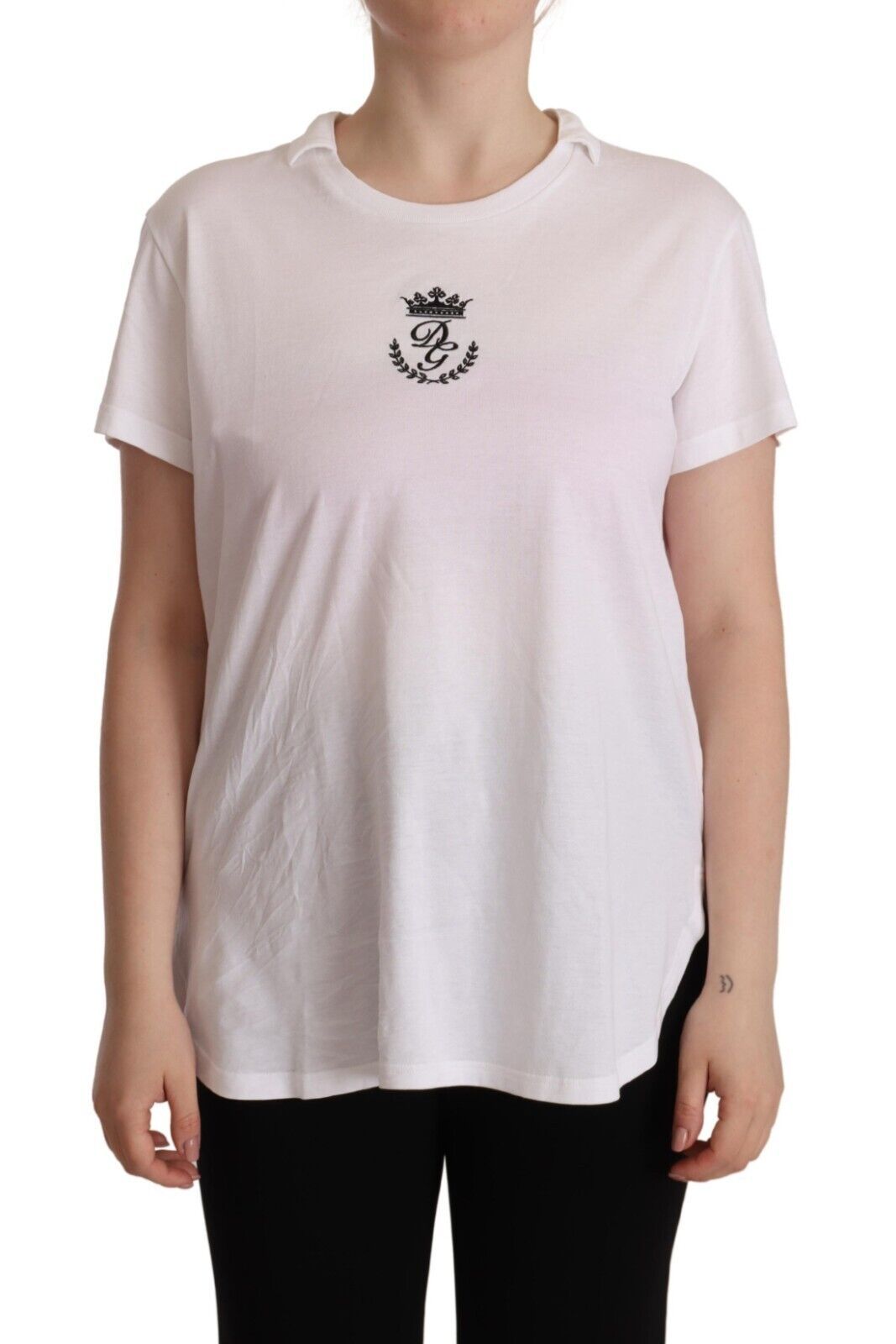 Dolce &amp; Gabbana Бяла тениска DG Crown Print с яка и яка