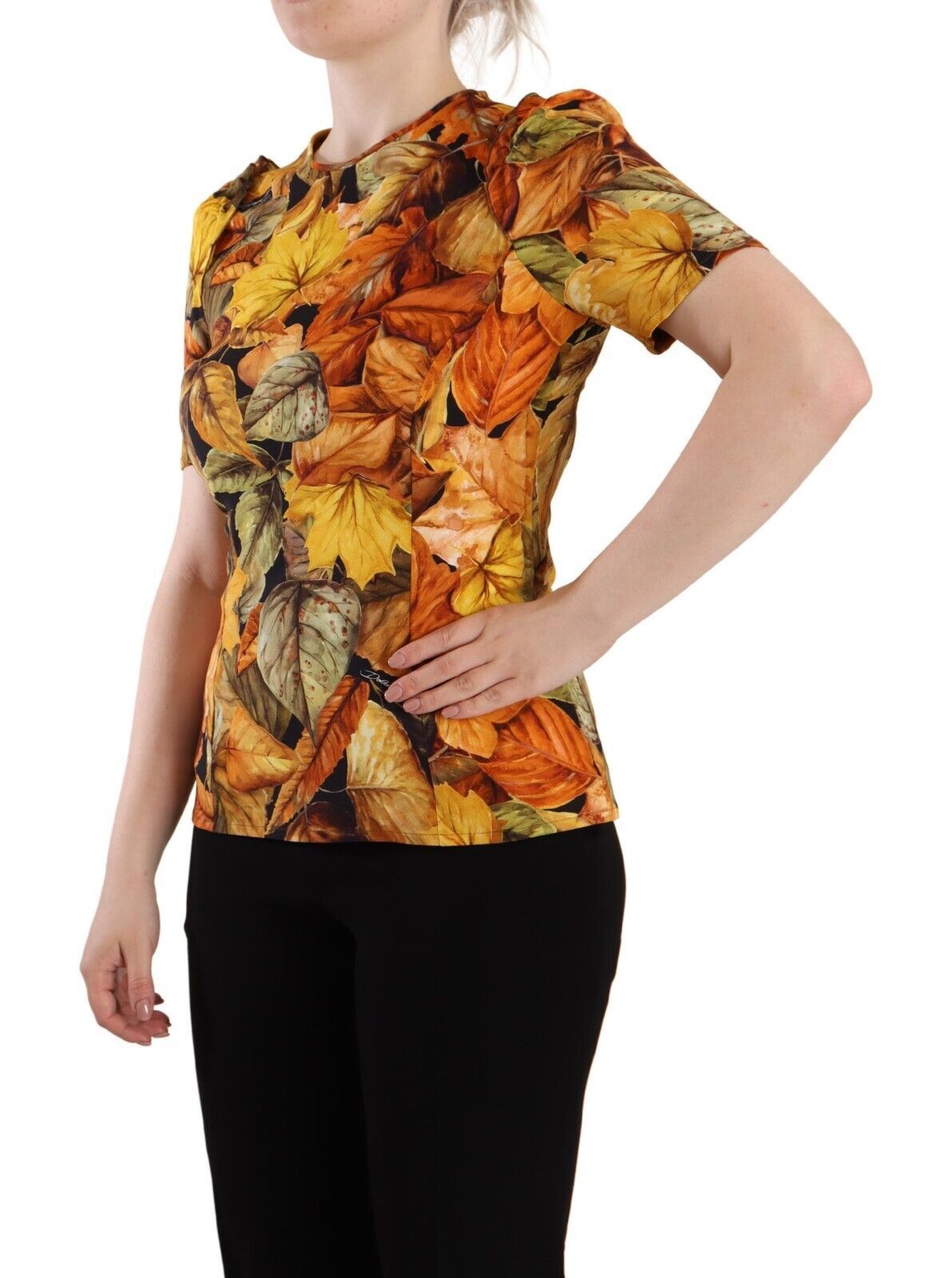Dolce &amp; Gabbana Многоцветен принт на листа от блуза от вискоза с кръгло деколте