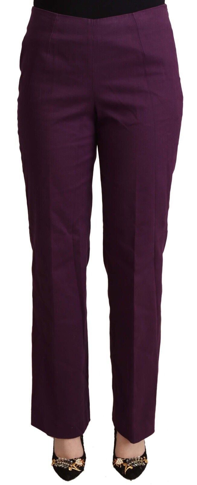 Виолетови заужени ежедневни панталони с висока талия BENCIVENGA