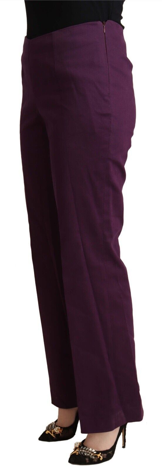 Виолетови заужени ежедневни панталони с висока талия BENCIVENGA