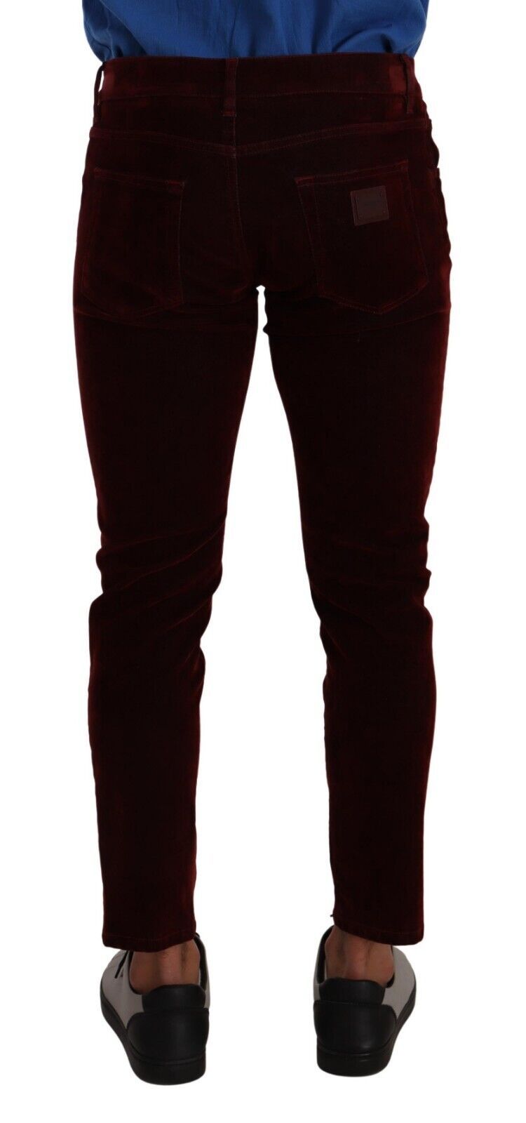 Dolce &amp; Gabbana Тъмночервени памучни кадифени тесни дънки за мъже