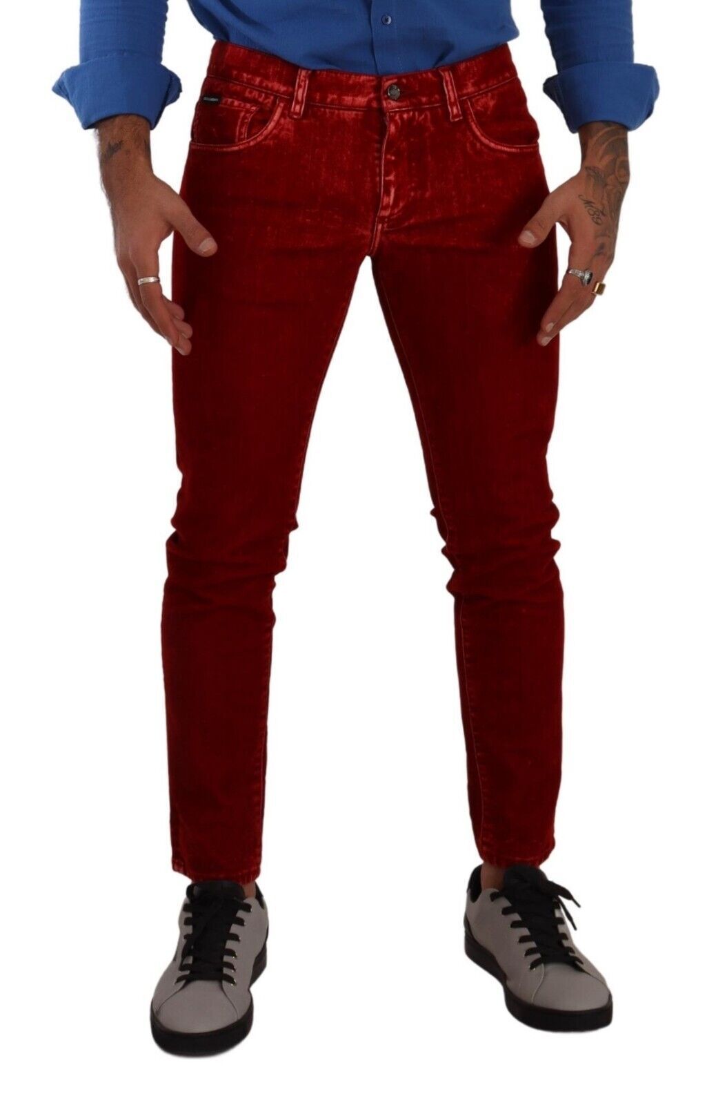 Dolce &amp; Gabbana Червени памучни еластични тесни дънкови панталони