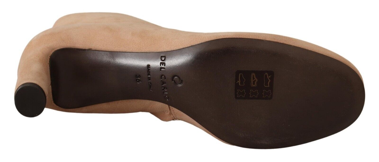 DEL CARLO Бежови велурени кожени обувки на среден ток Помпи Ботуши Обувки