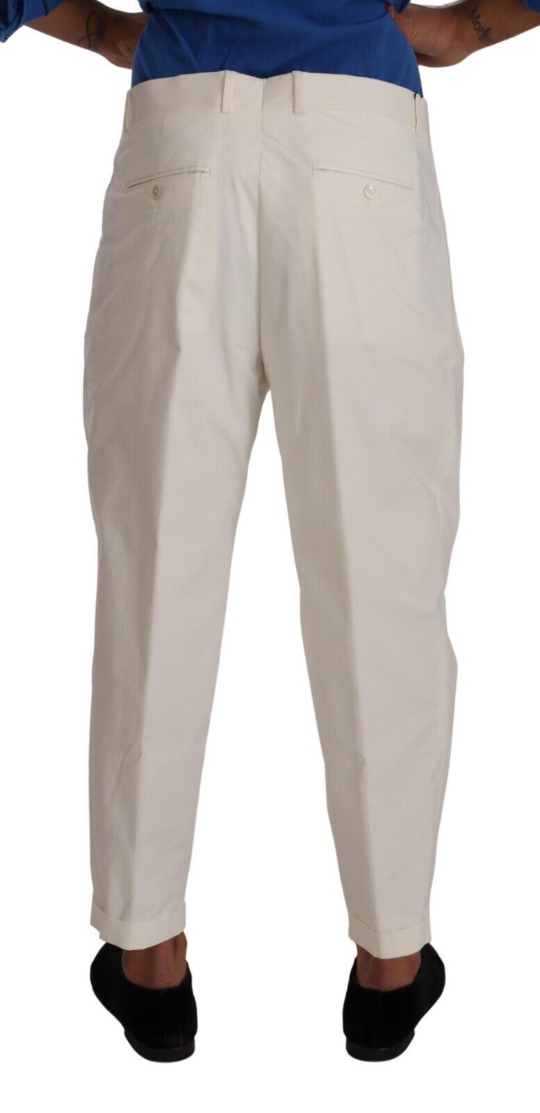 Бели памучни стеснени мъжки панталони Dolce &amp; Gabbana