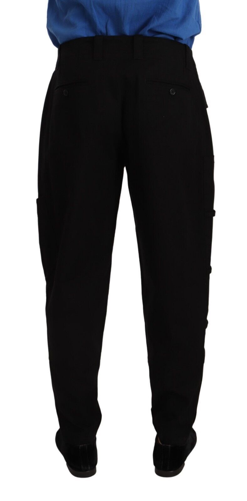 Dolce &amp; Gabbana Черни памучни еластични стеснени карго панталони