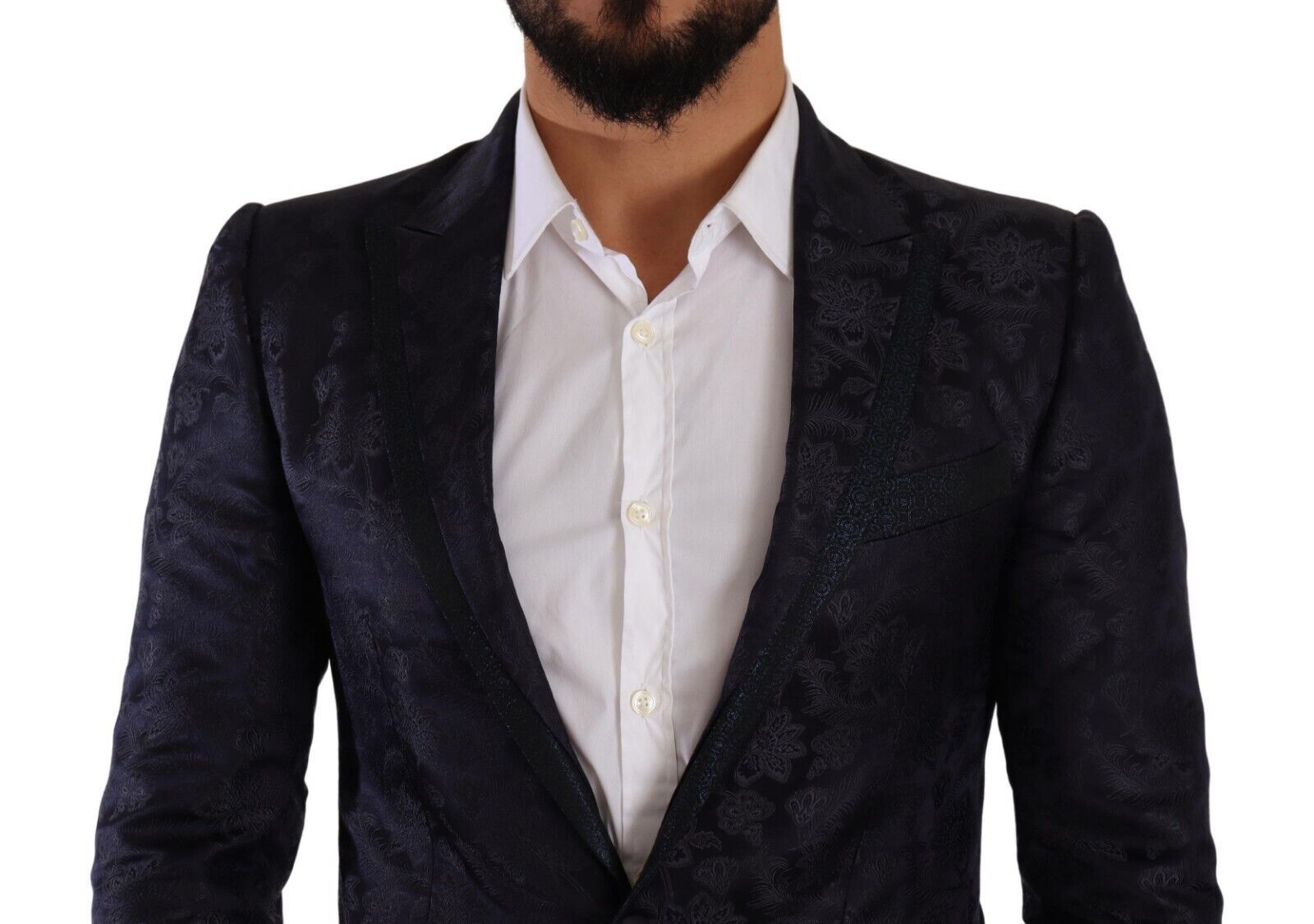 Dolce &amp; Gabbana Синьо флорално жакардово копринено палто MARTINI Blazer