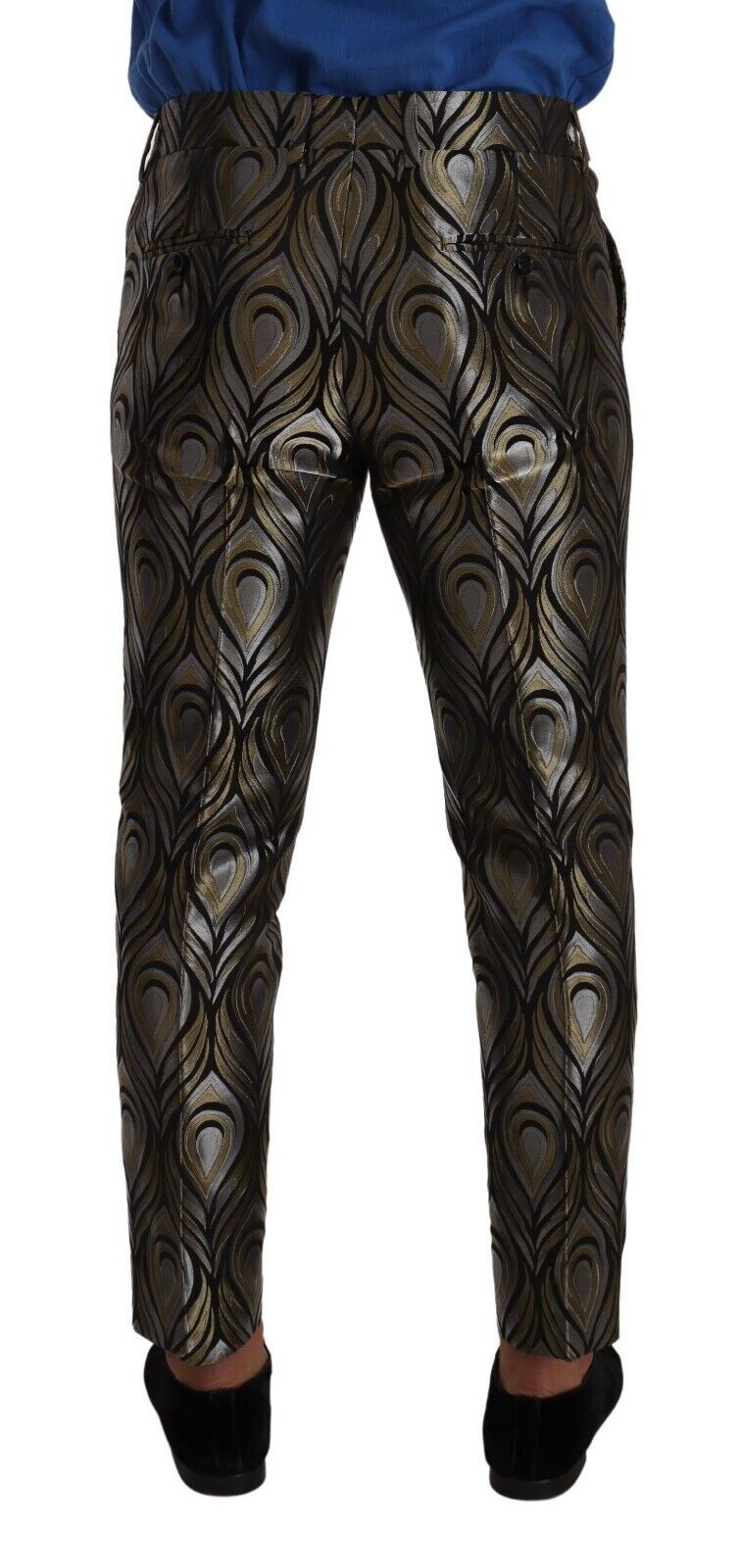 Dolce &amp; Gabbana Сребърен златен жакардов панталон за мъже