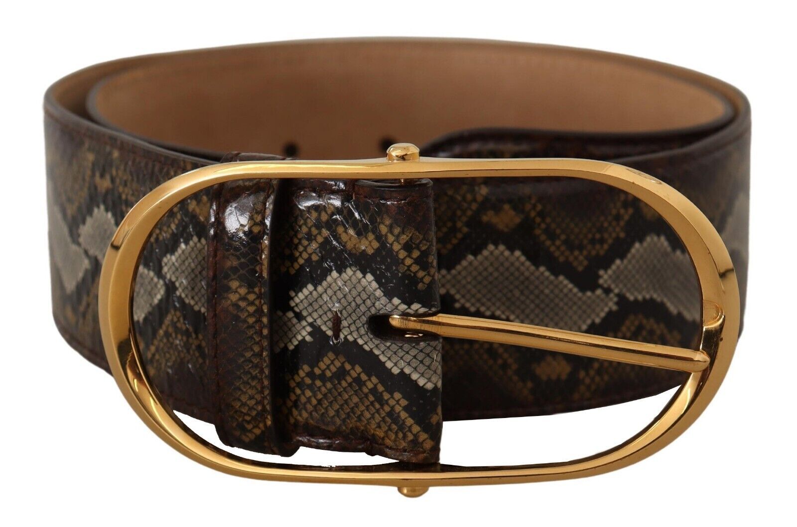 Dolce &amp; Gabbana кафяв колан с овална катарама от кожа на питон
