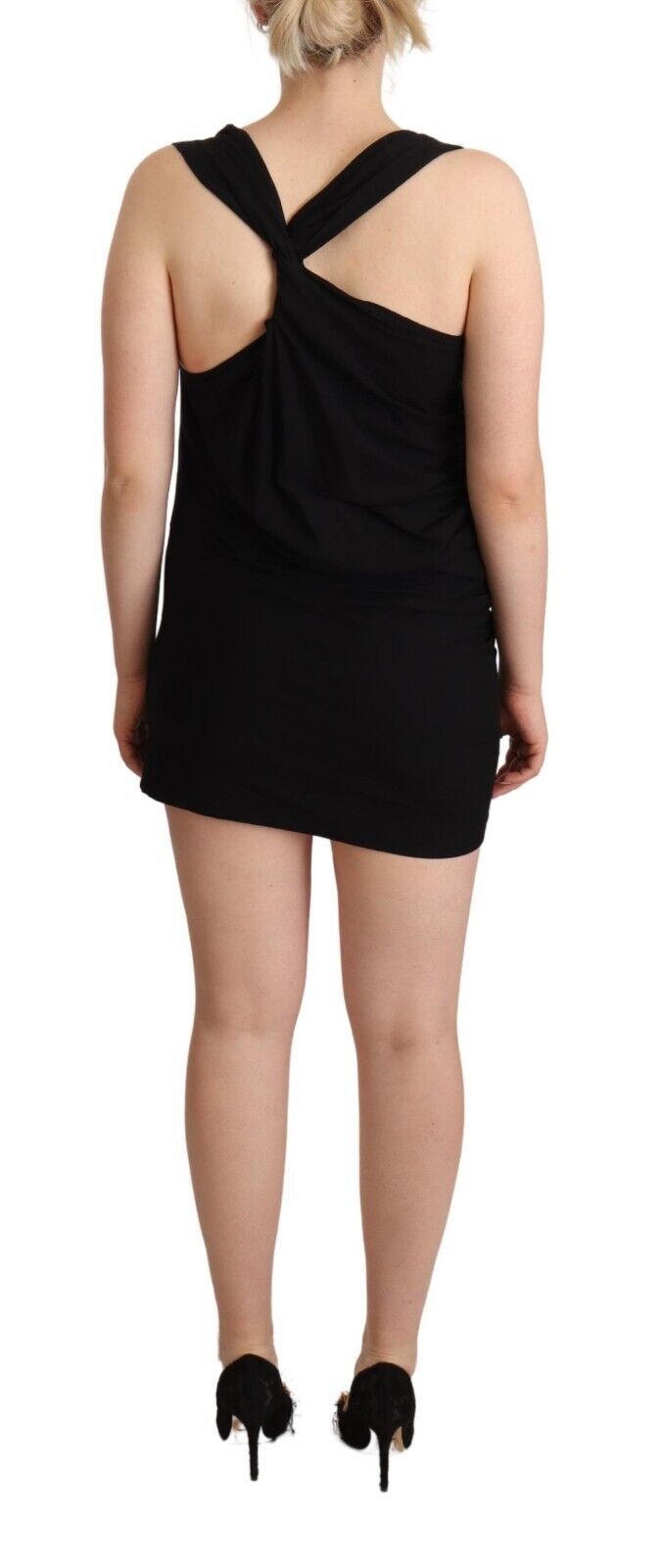 Черна памучна мини рокля без ръкави Roberto Cavalli