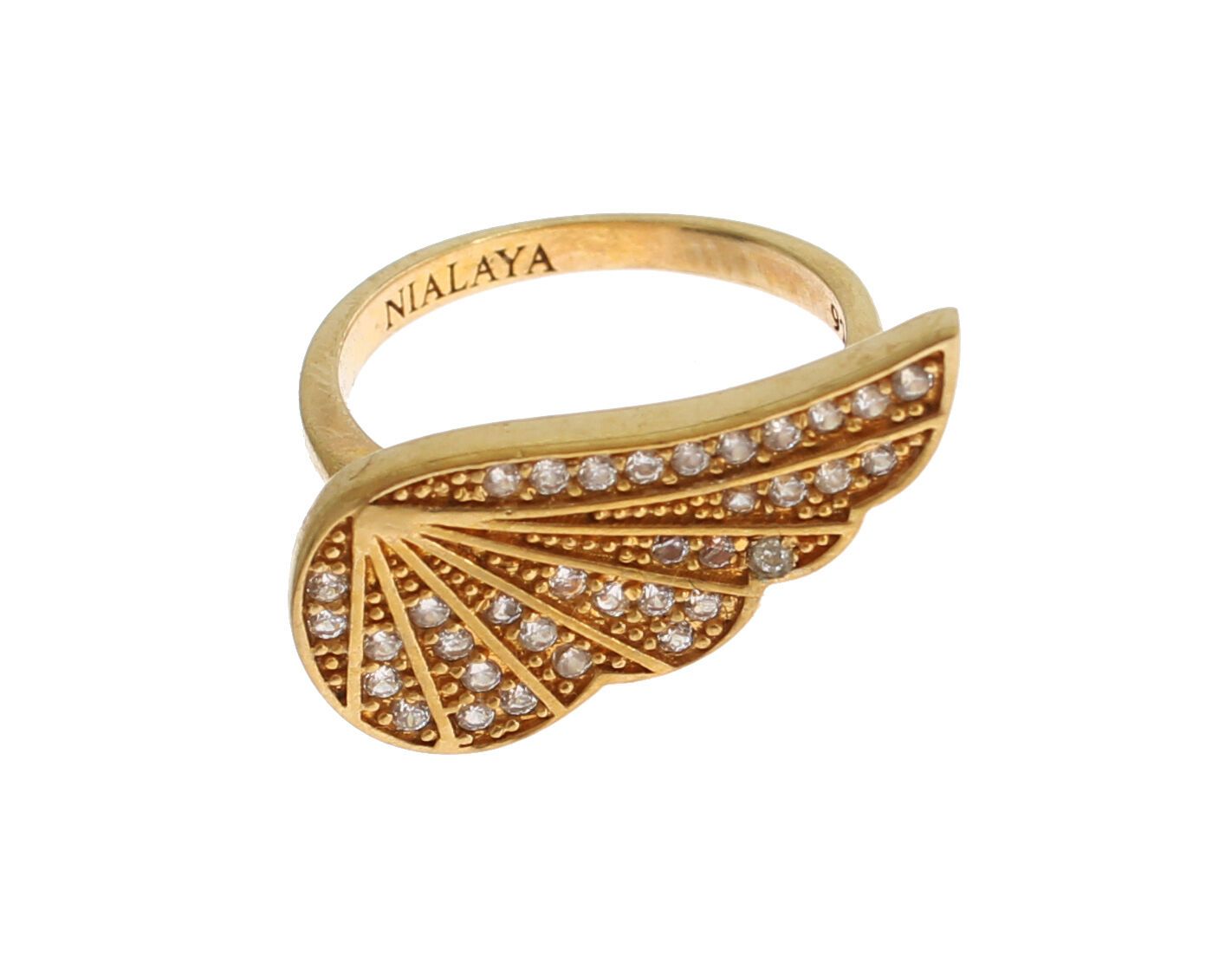 Дамски прозрачен автентичен сребърен пръстен Nialaya CZ Gold 925