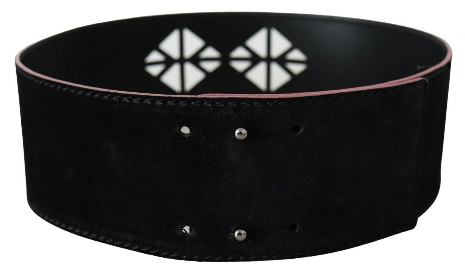 Costume National Elegant Wide Leather Fashion Belt with Metal Accents