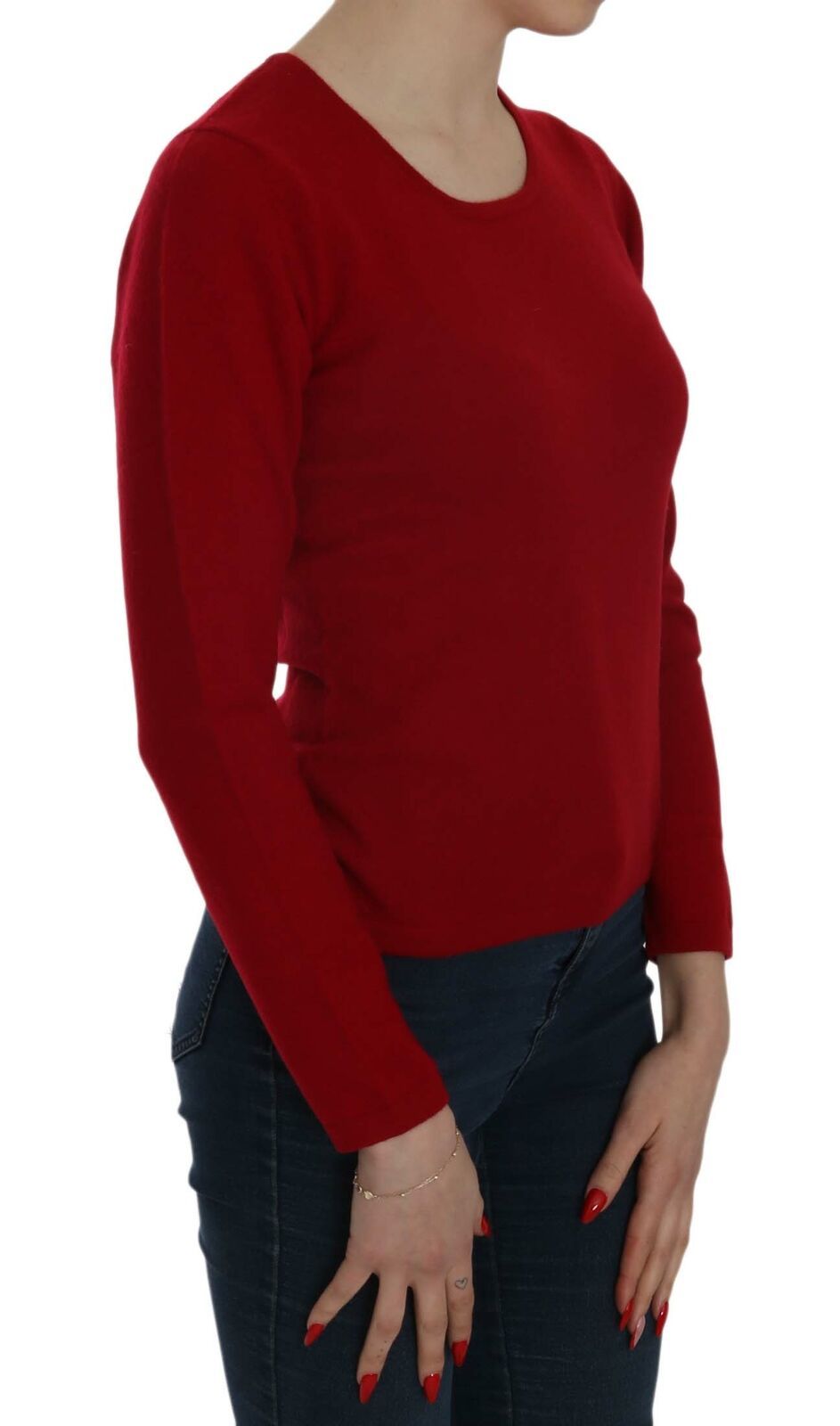 Червен кашмирен пуловер с кръгло деколте MILA SCHÖN