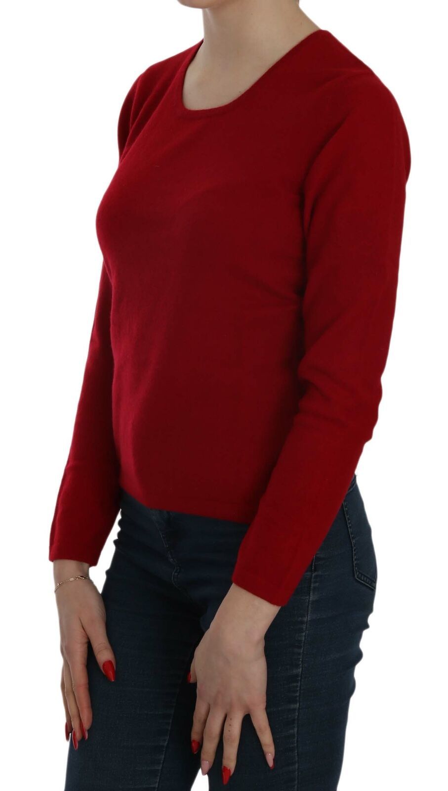 Червен кашмирен пуловер с кръгло деколте MILA SCHÖN