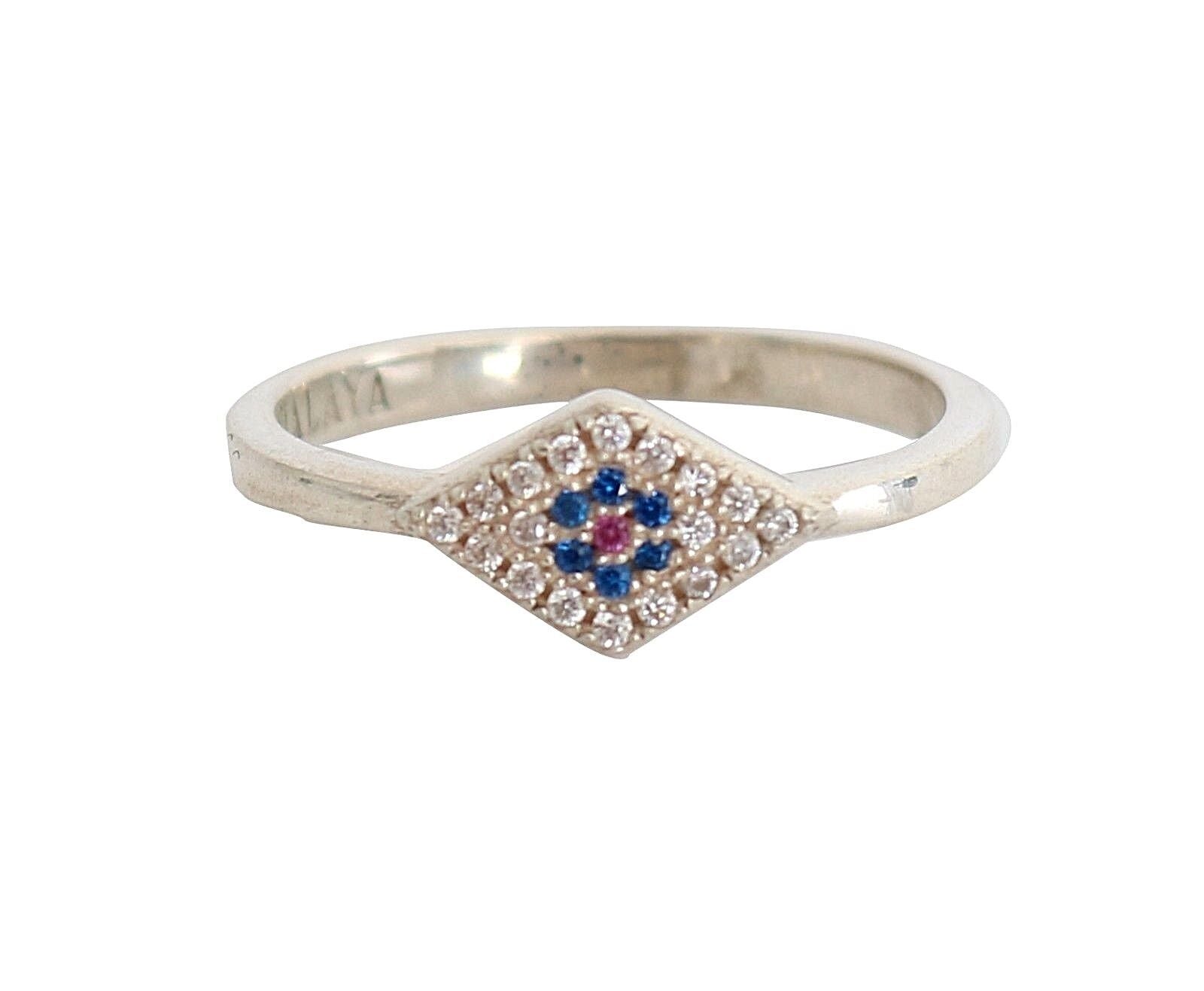 Дамски прозрачен сребърен пръстен Nialaya Blue Red CZ 925