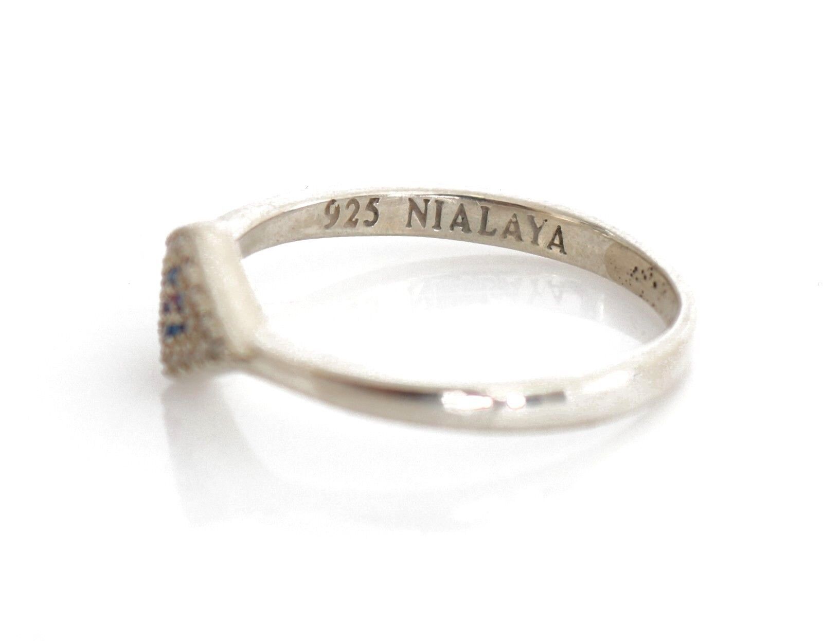 Дамски прозрачен сребърен пръстен Nialaya Blue Red CZ 925