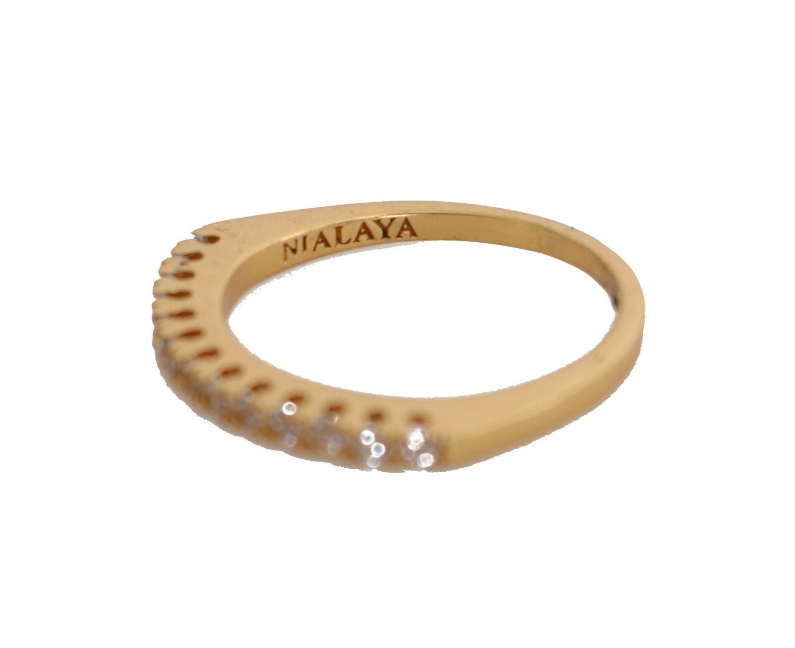 Nialaya златен автентичен дамски прозрачен CZ злато 925 сребърен пръстен