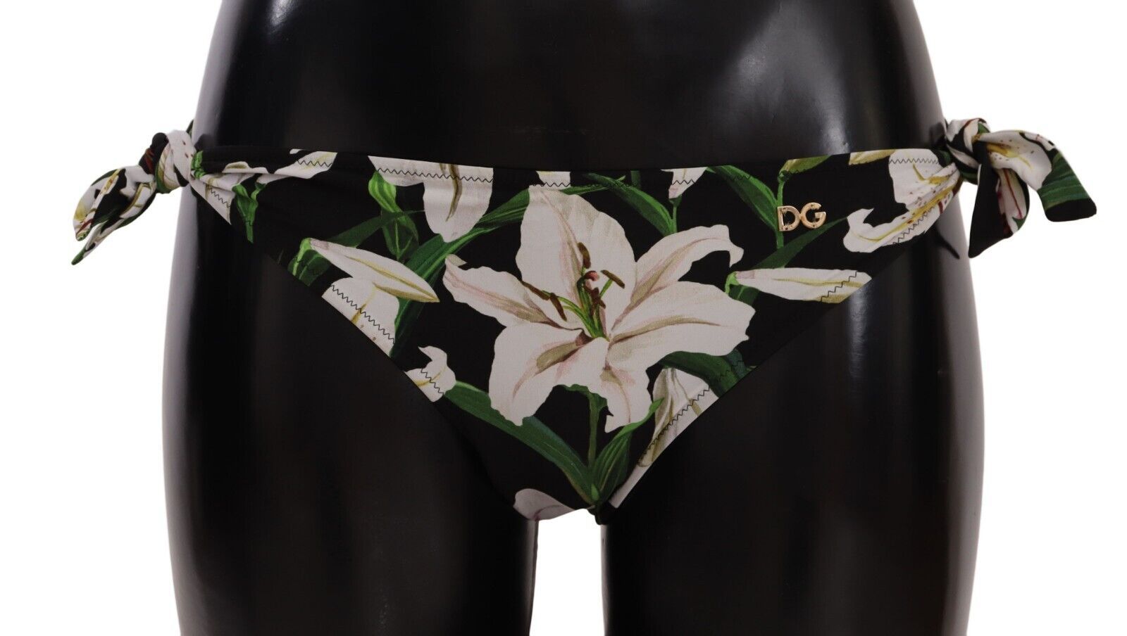 Dolce &amp; Gabbana Bikini Bottom Black Lily Print Swimsuit Бански костюми