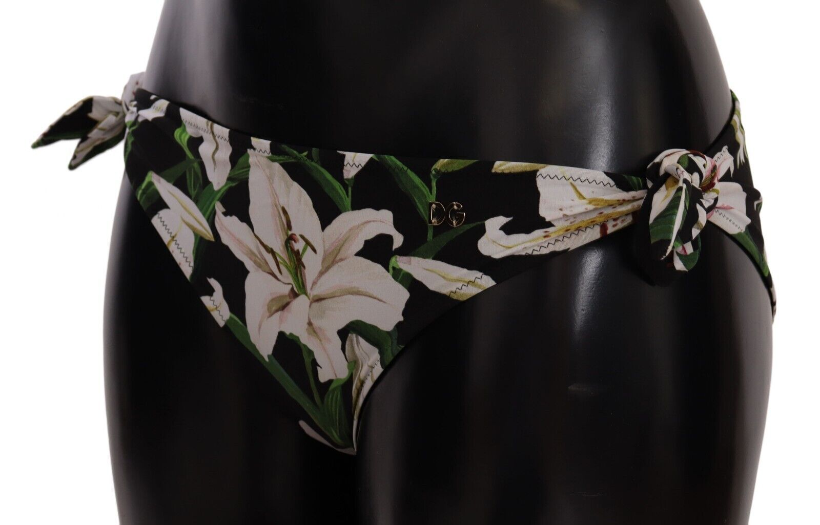 Dolce &amp; Gabbana Bikini Bottom Black Lily Print Swimsuit Бански костюми