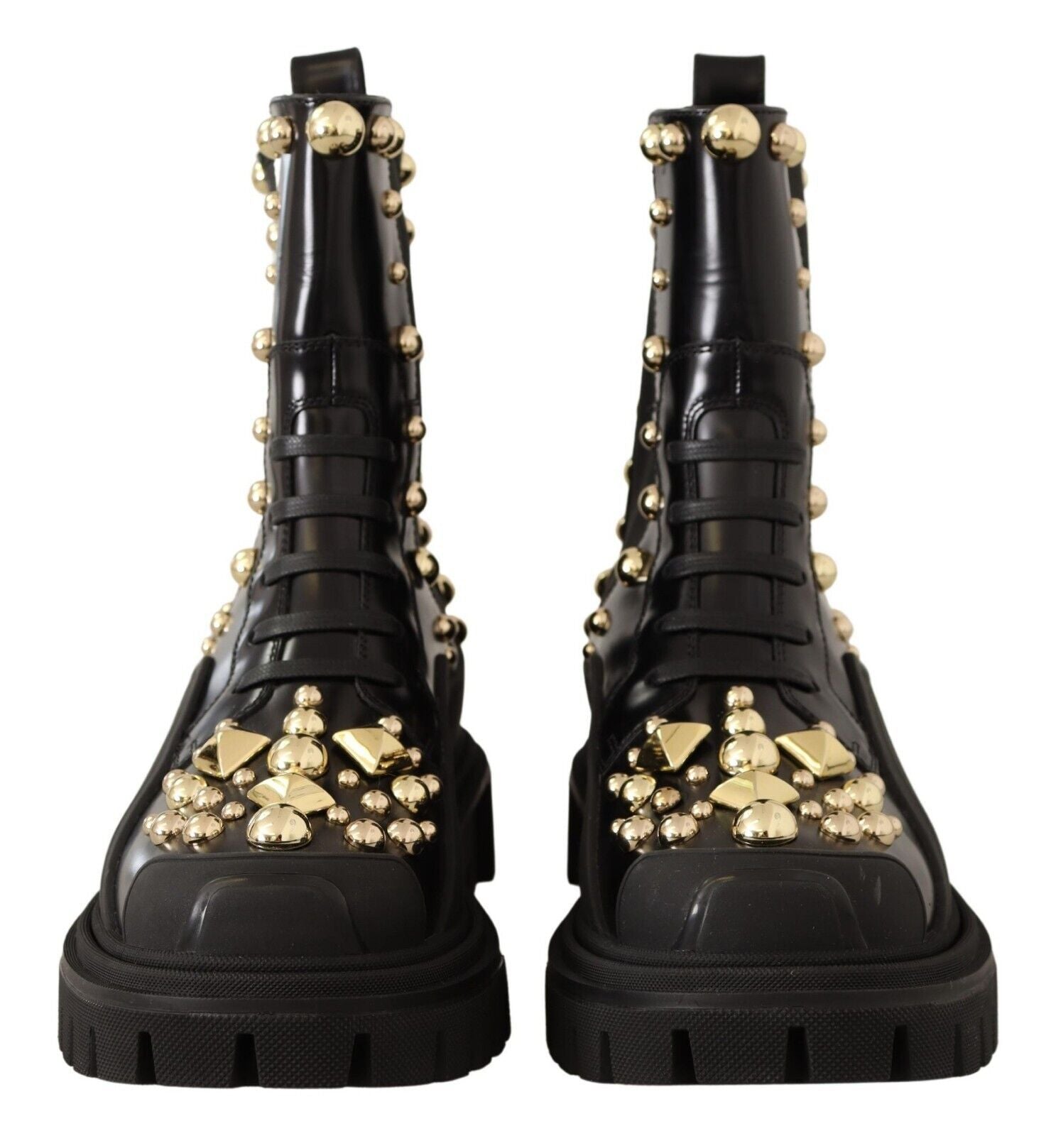 Dolce &amp; Gabbana черни кожени бойни ботуши с шипове