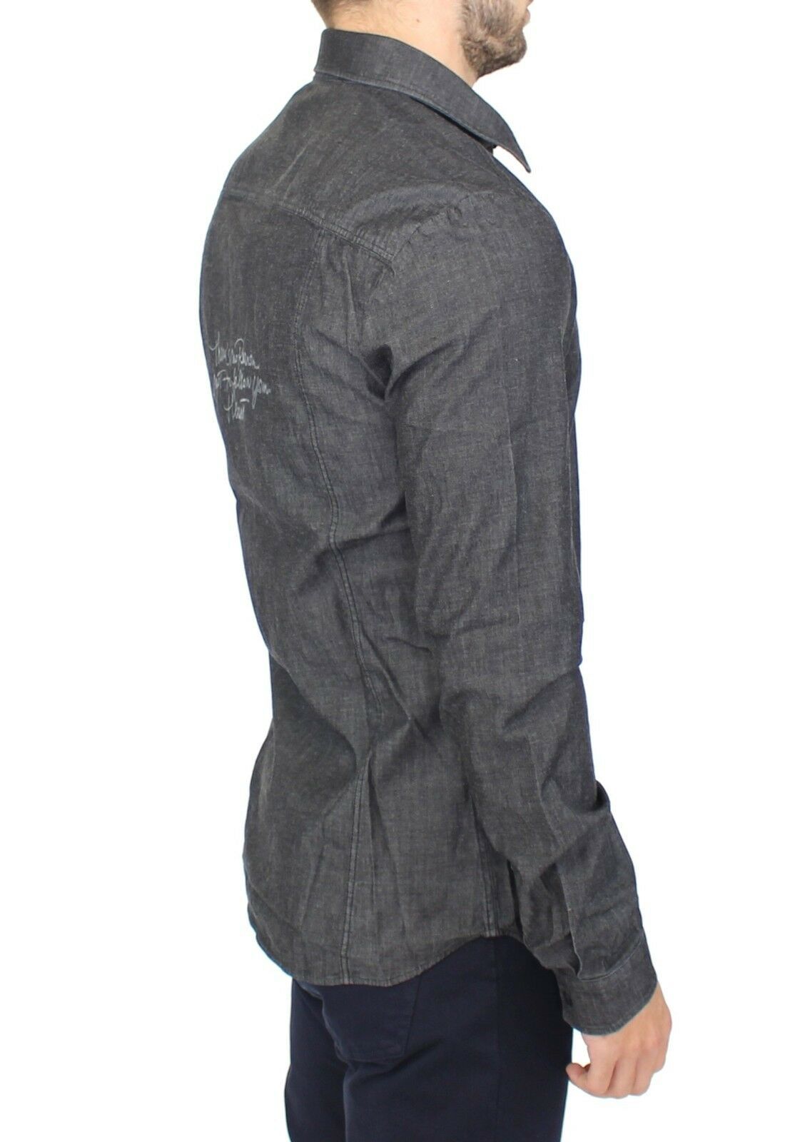 Ermanno Scervino Denim Jeans Памучна ежедневна сива еластична риза