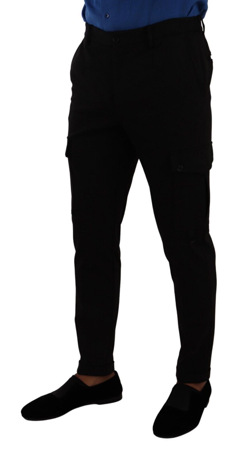 Тесни карго панталони от черна вискоза Dolce &amp; Gabbana
