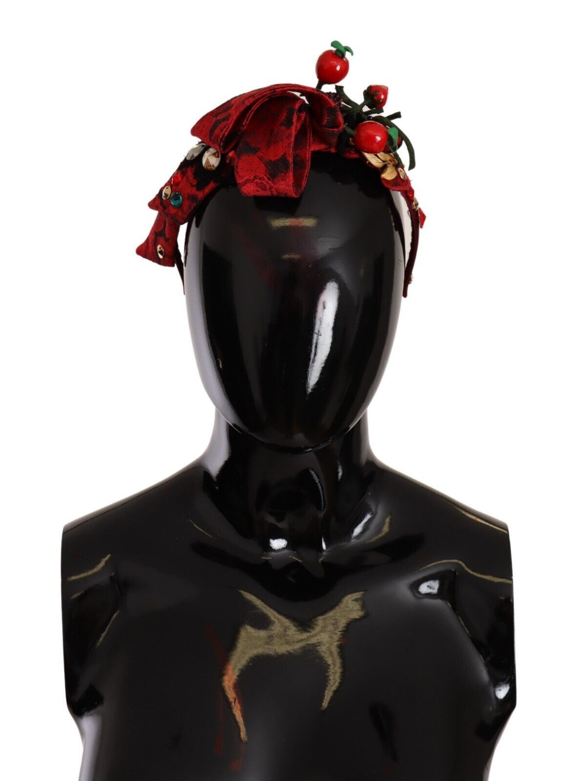 Dolce &amp; Gabbana Червена тиара Berry Fruit Crystal Bow Hair Diadem Лента за глава