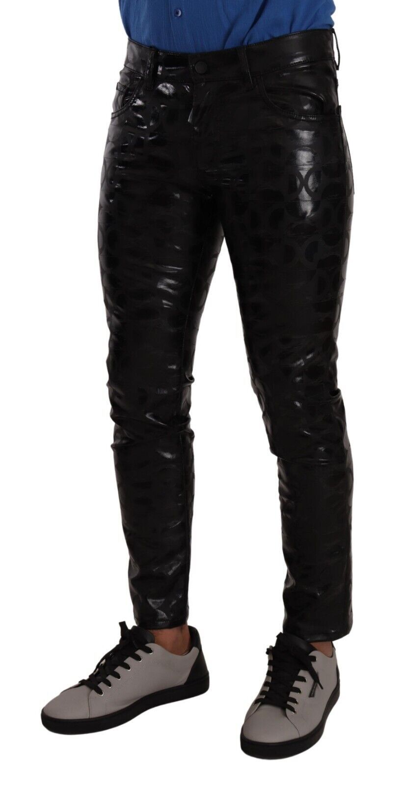Dolce &amp; Gabbana Черно лого Памучни еластични тесни панталони