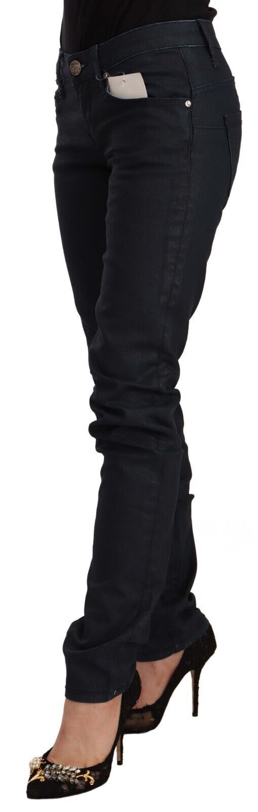 Черни памучни дънки с ниска талия Acht