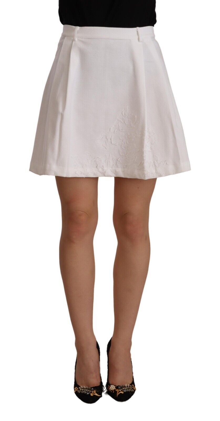 Ermanno Scervino бяла мини памучна пола с висока талия