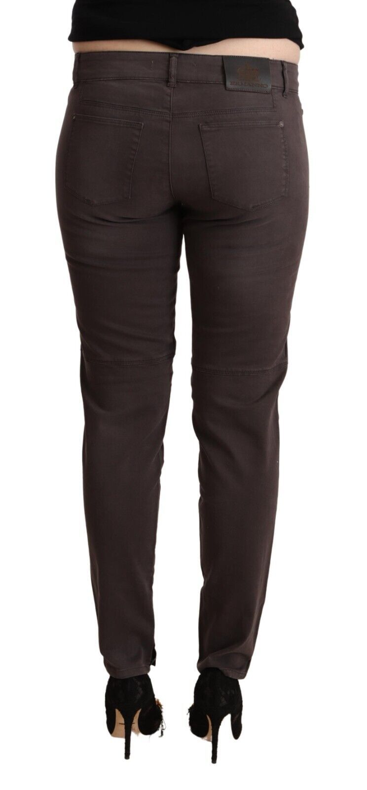 Кафяви памучни тесни панталони с ниска талия Ermanno Scervino