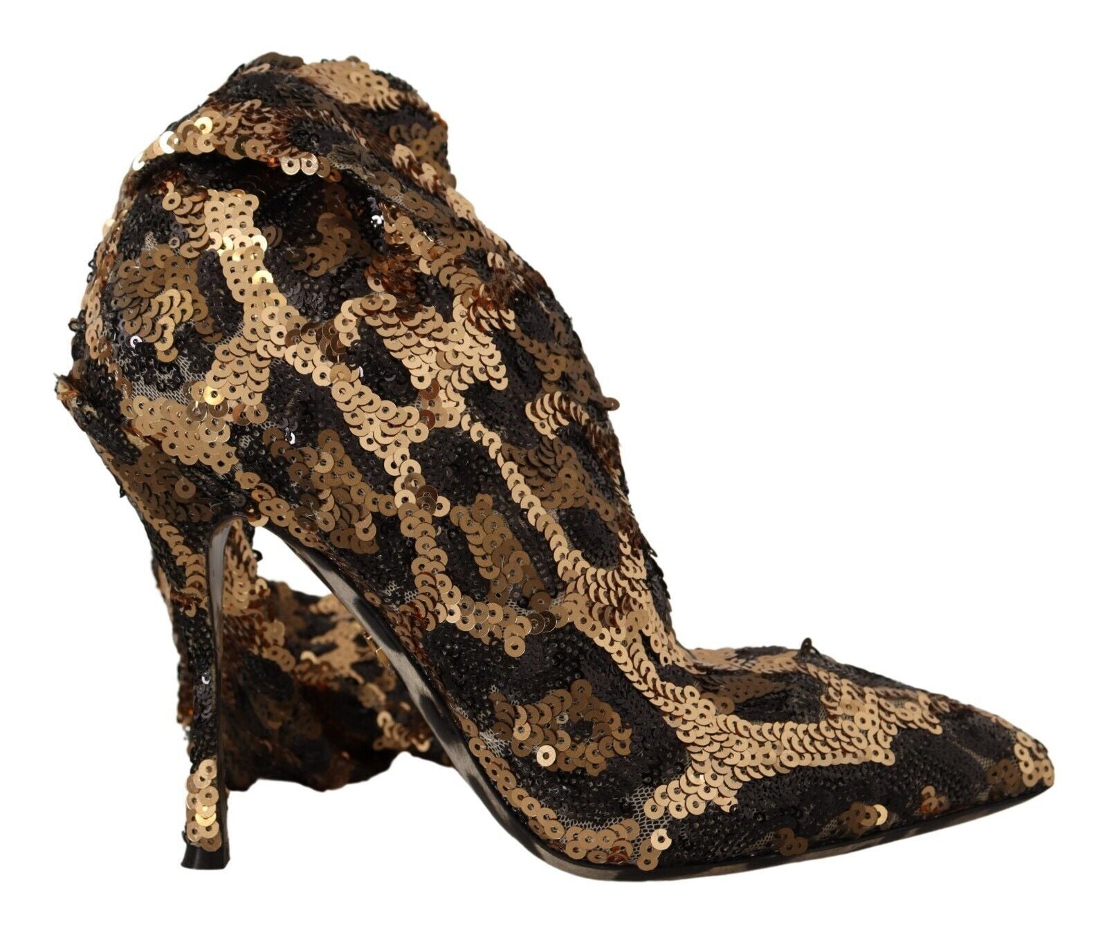 Dolce &amp; Gabbana Златни леопардови пайети Ботуши Обувки