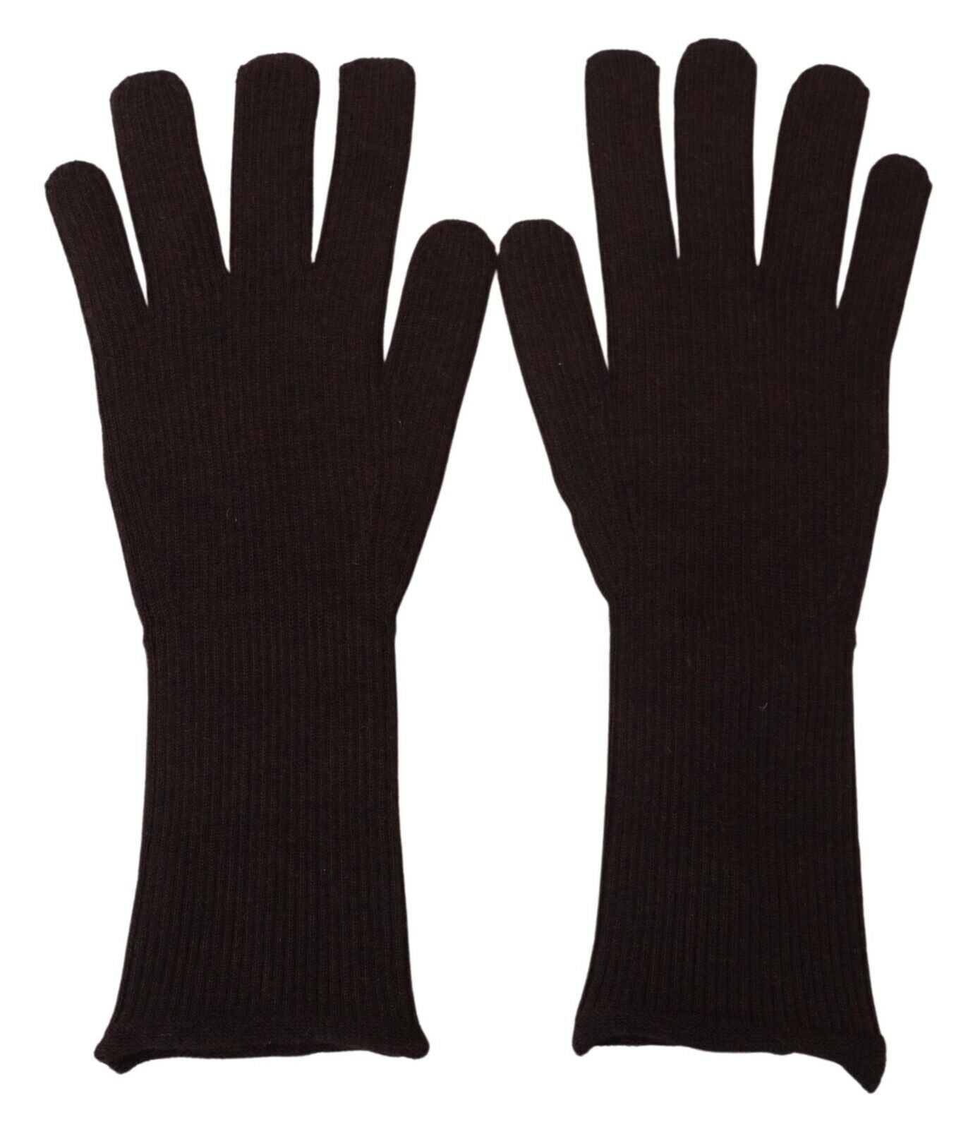 Кафяви кашмирени копринени мъжки ръкавици Dolce &amp; Gabbana