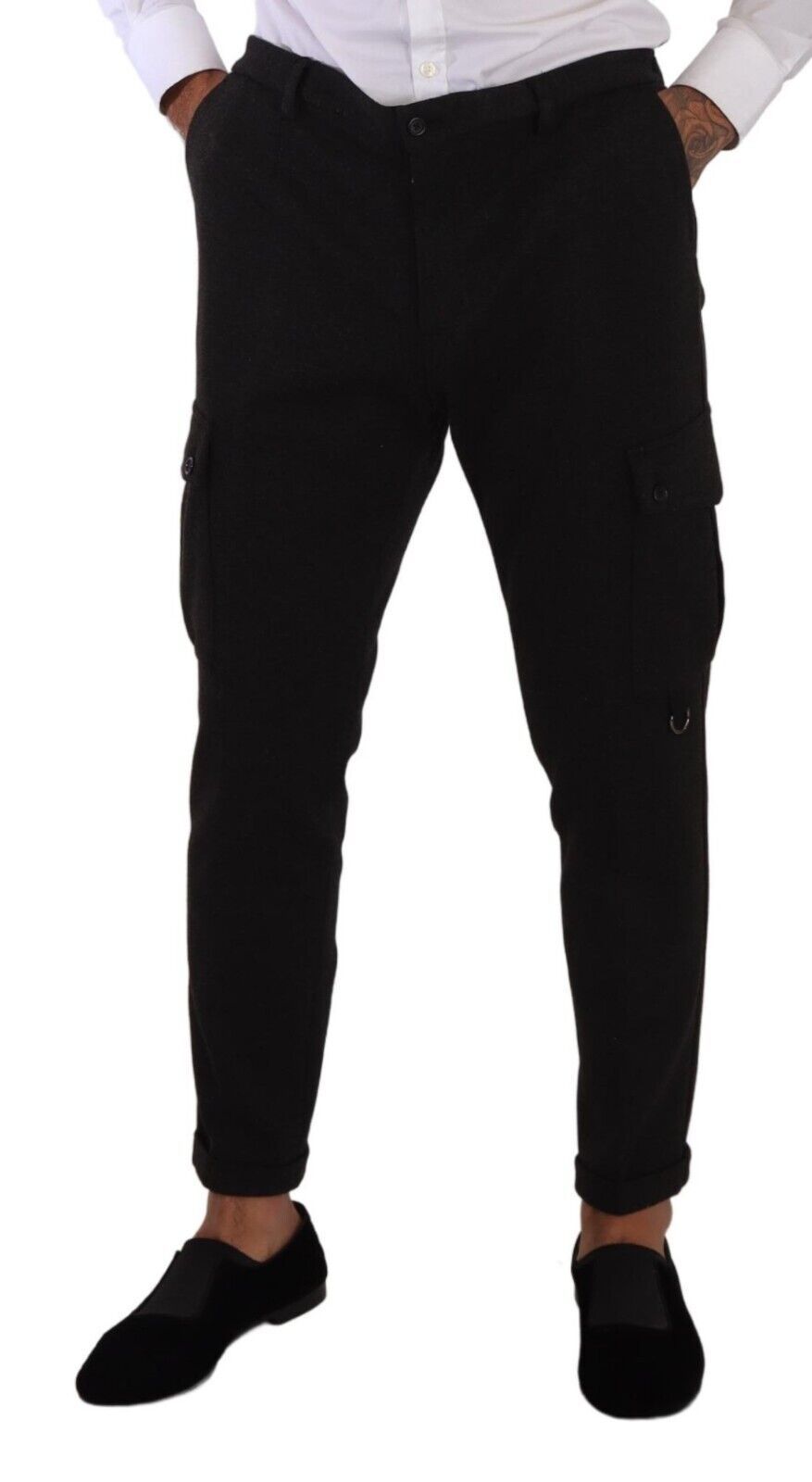 Тесни мъжки панталони от черна вискоза Dolce &amp; Gabbana