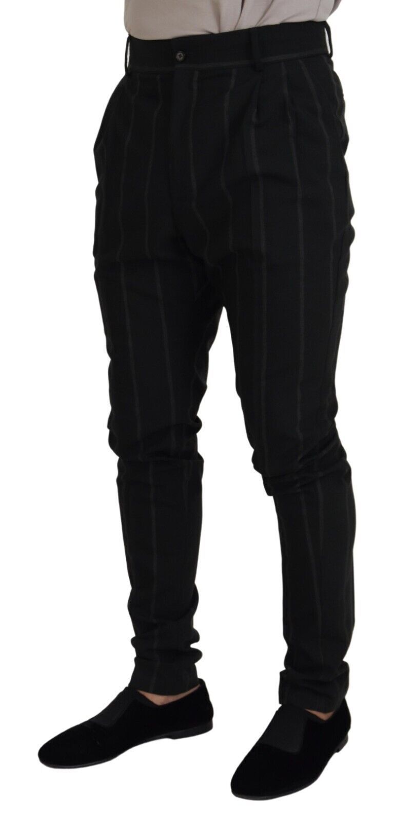 Dolce &amp; Gabbana Мъжки панталон с черни райета Памучни панталони