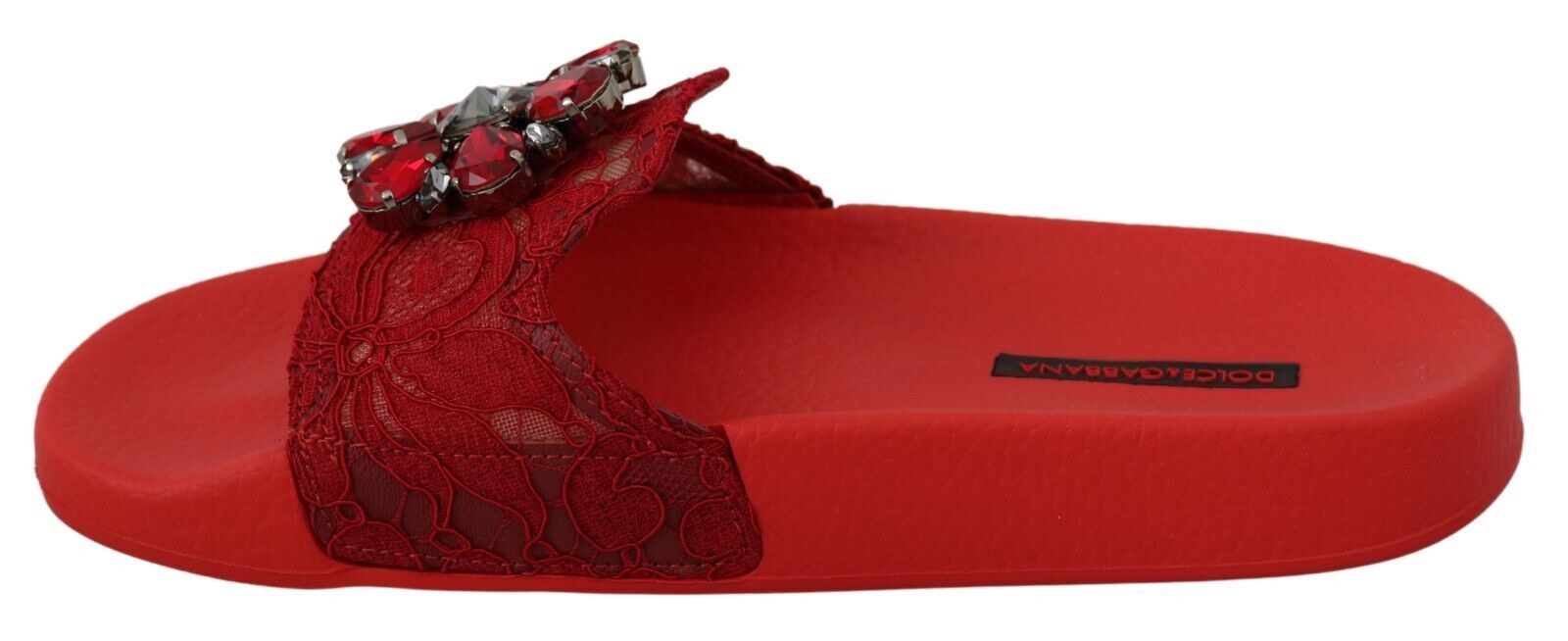 Dolce &amp; Gabbana червени дантелени кристални сандали пързалки Плажни обувки