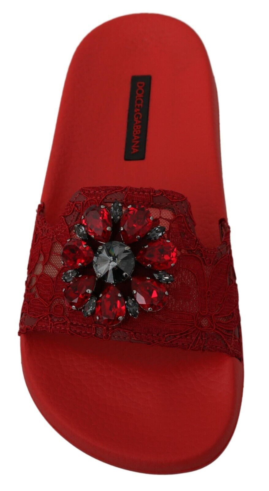 Dolce &amp; Gabbana червени дантелени кристални сандали пързалки Плажни обувки