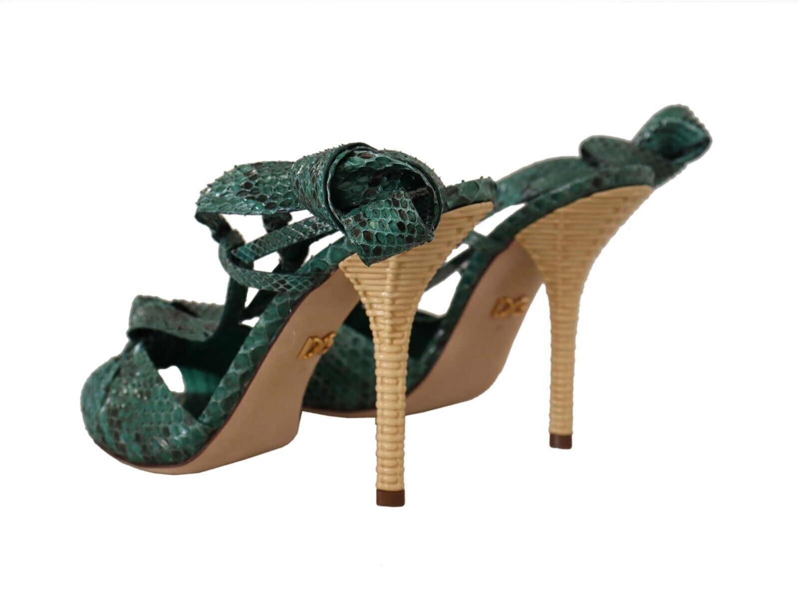 Dolce &amp; Gabbana Emerald Екзотични кожени токчета Сандали Обувки