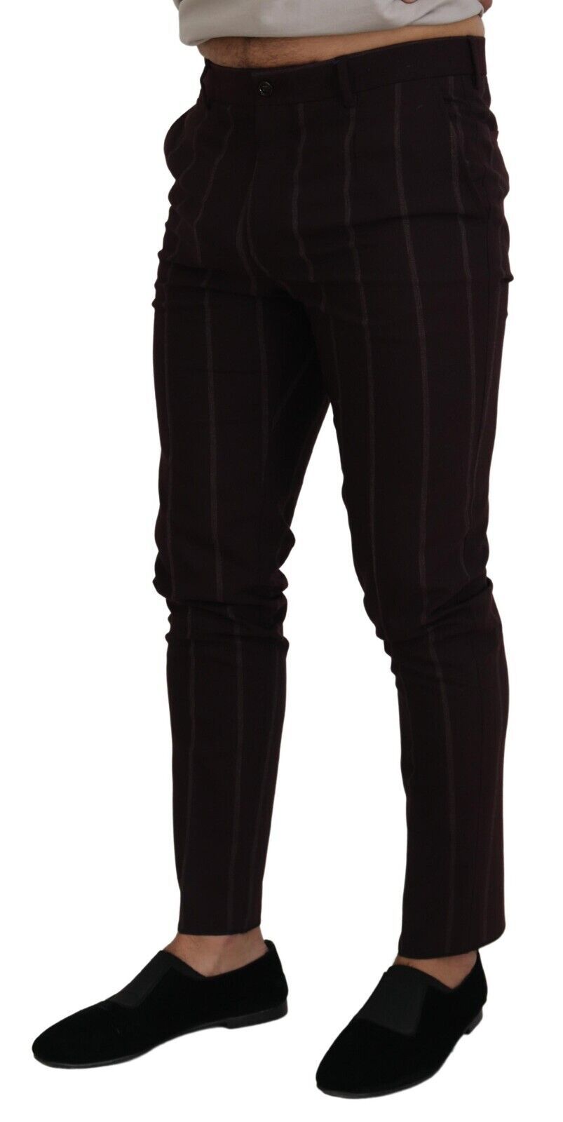 Dolce &amp; Gabbana Мъжки панталон с кафяви райета Памучни панталони
