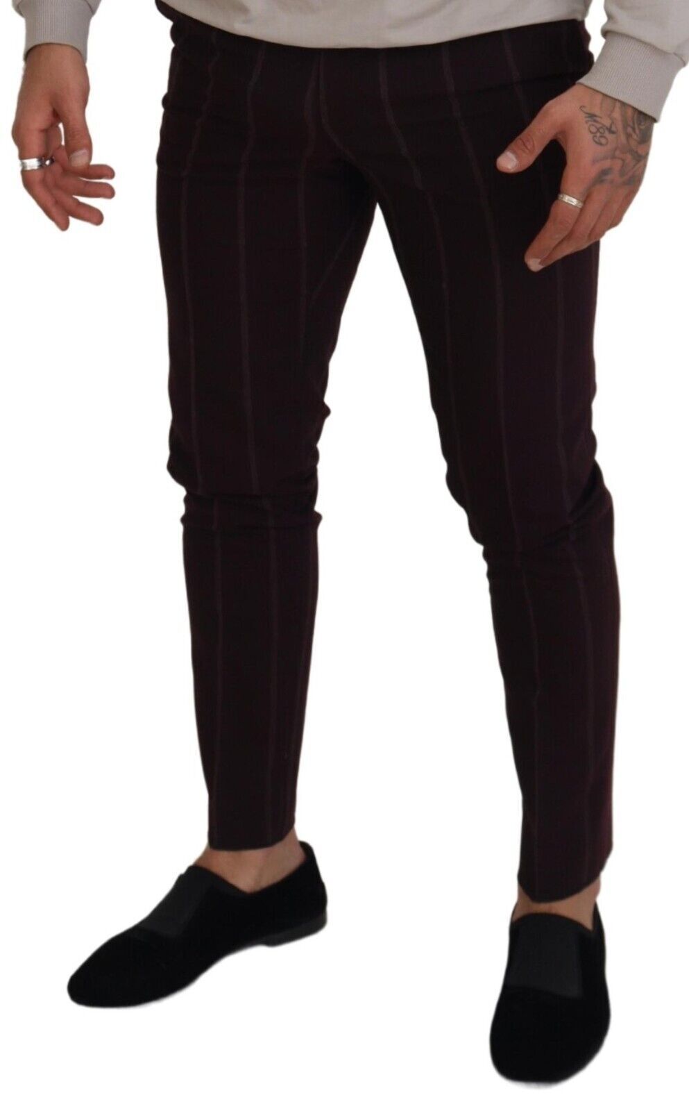 Dolce &amp; Gabbana Мъжки панталон с кафяви райета Памучни панталони