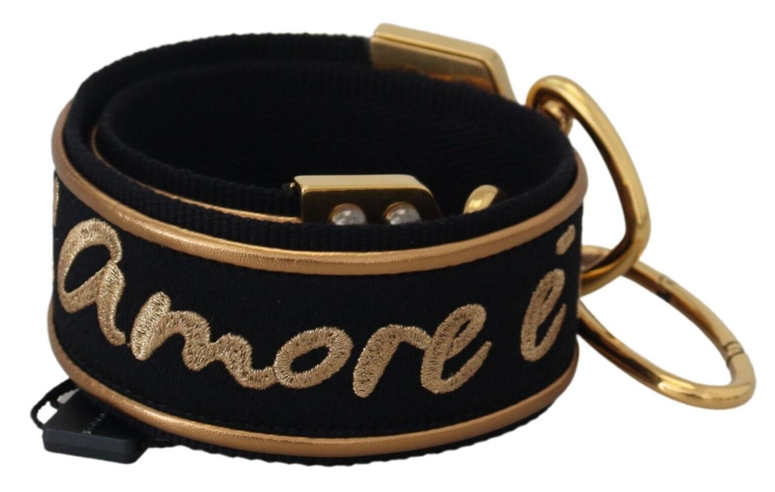 Месингова чанта с принт на лого Dolce &amp; Gabbana в черно злато през рамо
