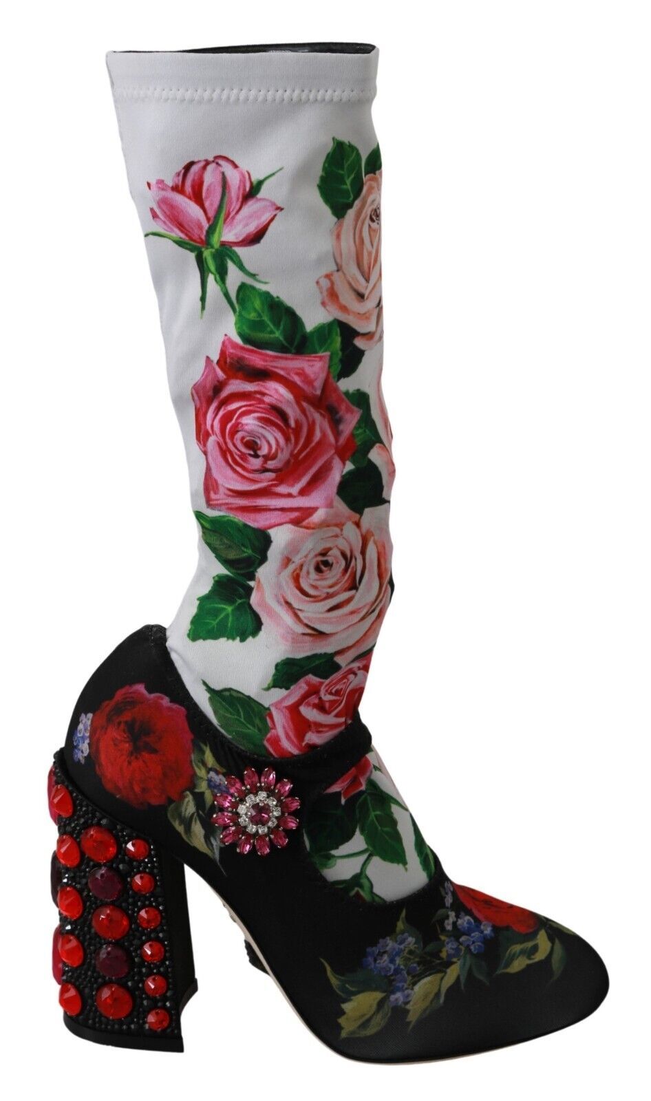 Черни флорални чорапи Dolce &amp; Gabbana Кристално трико Ботуши Обувки