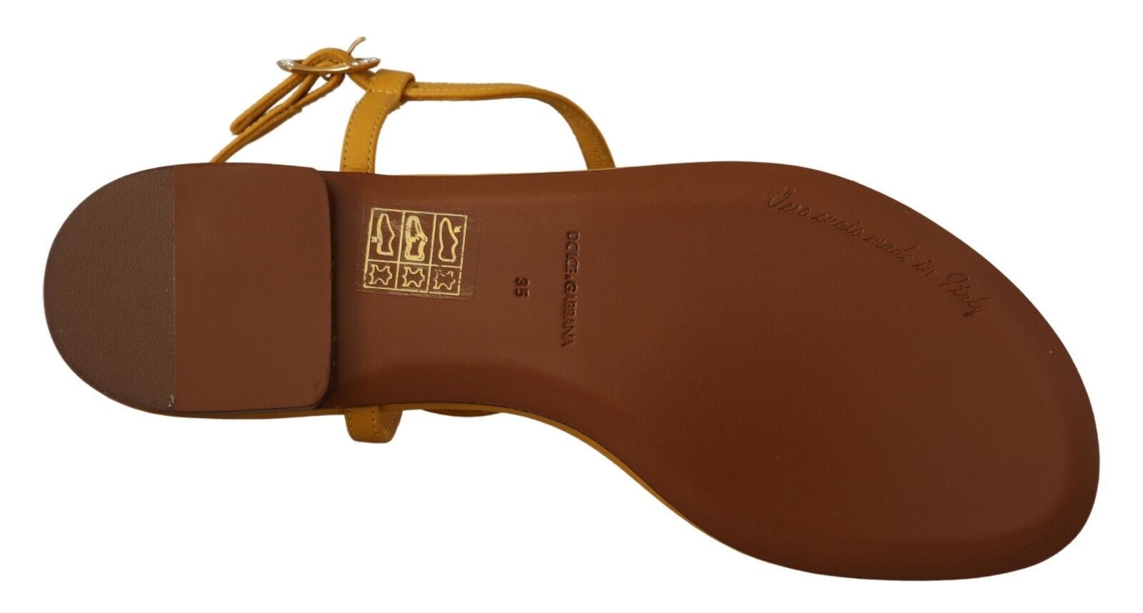 Dolce &amp; Gabbana Горчица кожени сандали Devotion Flats Обувки